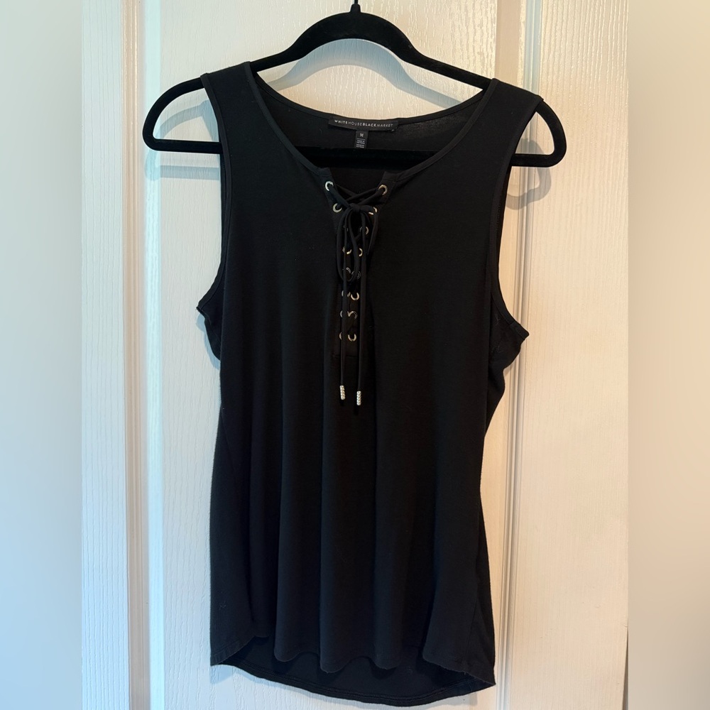 White House Black Market Black Lace-Up Tank Top
